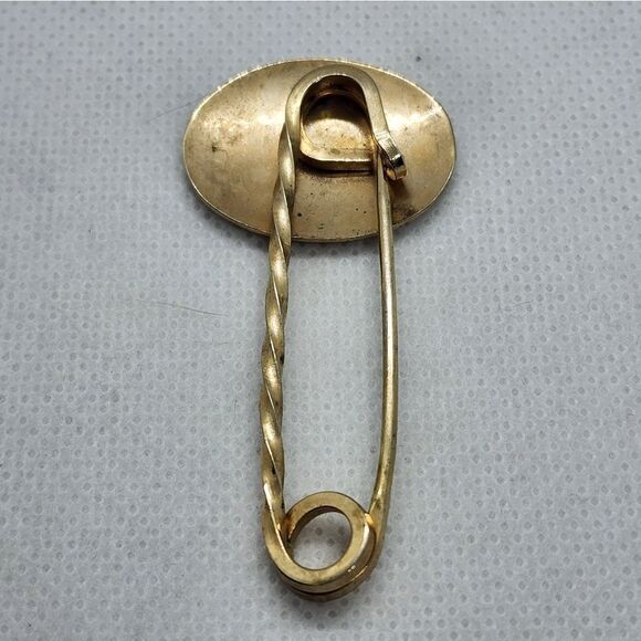 Vintage Gold Tone Swirl Pin Brooch - Picture 4 of 4